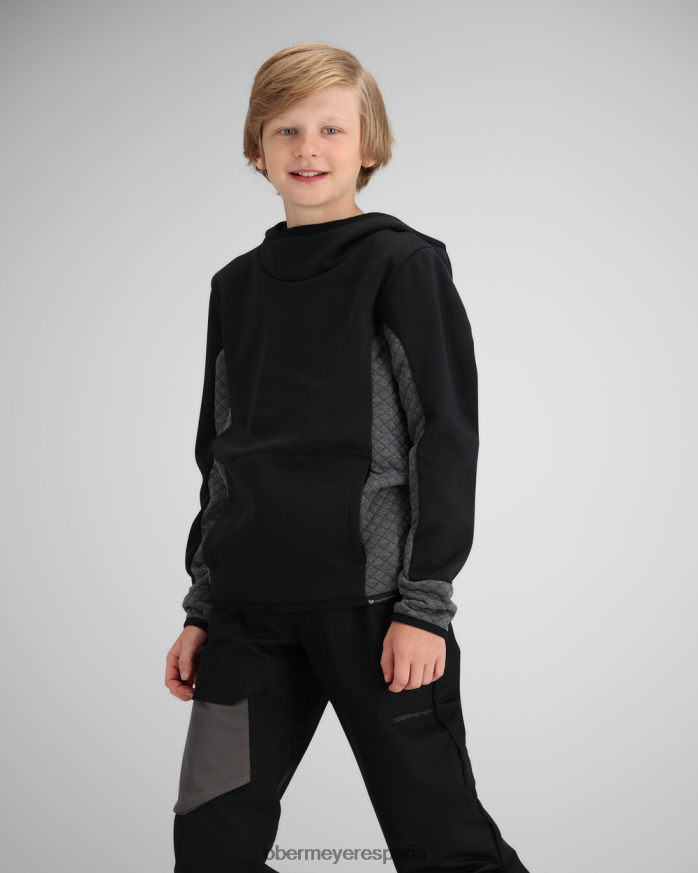 Obermeyer sudadera con capucha asher flc negro adolescente ropa P00B668